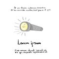 Flashlight Hand Draw Color Vector