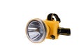 Flashlight head. headlamp, isolated on white background.The small flashlight with straps for head have a clipping path Royalty Free Stock Photo