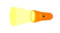 Flashlight icon isolated on white, clip art flashlight and beam, flat icon of orange flashlight cute, illustration flashlight