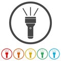 Flashlight icon, light flash, 6 Colors Included