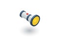 Flashlight isometric flat icon. 3d vector