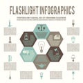 Flashlight and lamps flat infographic Royalty Free Stock Photo