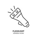 Flashlight line icon. Torch vector sign. Editable stroke