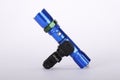 Flashlight Torch blue metal outdoor bicycle use. Royalty Free Stock Photo