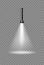 Flashlight on a transparent background. Shine lighting torch. Vector Royalty Free Stock Photo