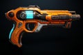 Flashy Neon pistol gun. Generate Ai