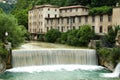 Flashy stream and waterfall in Rovereto. Long exposure Royalty Free Stock Photo