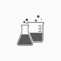 Flask and beaker icon, flask, beaker, science, laboratory