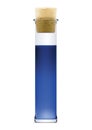 Flask with blue liquid and stopper in