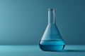 Flask With Blue Liquid on Table. Generative AI Royalty Free Stock Photo