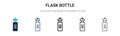 Flask bottle icon in filled, thin line, outline and stroke style. Vector illustration of two colored and black flask bottle vector