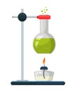Flask on chemical burner flat vector illustration