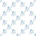 Flask with Chemical Formula vector Science seamless pattern in thin line style Royalty Free Stock Photo