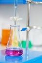 Flask in chemistry pharmacy research laboratory Royalty Free Stock Photo