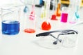 Flask in chemistry pharmacy research laboratory Royalty Free Stock Photo