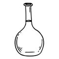 Flask hand drawn vector doodle illustration. Cartoon flask. Isolated on white background. Hand drawn simple science