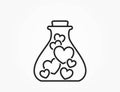 flask with hearts line icon. love and romantic symbol. vector image for valentines day design Royalty Free Stock Photo