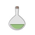 Flask. Laboratory utensils are filled with a green liquid isolated on white Royalty Free Stock Photo