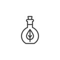 Flask with leaf outline icon