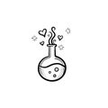 Flask with magic potion hand drawn sketch icon.