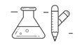 Flask and Pencil, Science Experiment or Lab Notes, vector design Generative AI Royalty Free Stock Photo