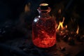 Flask red smoke bottle experiment. Generate Ai