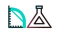 Flask with Ruler and Graph Science Icon, vector design Generative AI Royalty Free Stock Photo