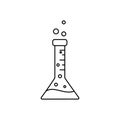 flask, test tube, chemistry line icon on white background