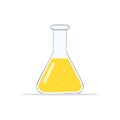 Flask with Yellow Liquid in Chemistry Lab. Study and Science Element Vector Isolated Royalty Free Stock Photo