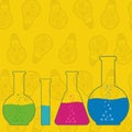 Flasks beakers and test-tubes, chemical laboratory equipment on Royalty Free Stock Photo