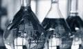 Flasks in laboratory