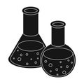 Flasks with reagents. Chemistry in school. Chemically, experiments.School And Education single icon in black style