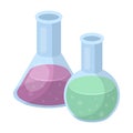 Flasks with reagents. Chemistry in school. Chemically, experiments.School And Education single icon in cartoon style