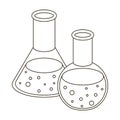 Flasks with reagents. Chemistry in school. Chemically, experiments.School And Education single icon in outline style Royalty Free Stock Photo