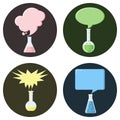 Flasks with speech bubbles set of icons.