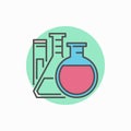 Flasks with test tube colorful icon Royalty Free Stock Photo