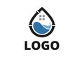 Abstract Drop Water House Building Pipe Logo Design