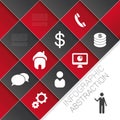 Flat abstract infographics dark red vector with icons