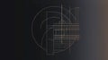 flat abstract logo design technical drawing with dimensioning lines,subtle black gradient background Royalty Free Stock Photo