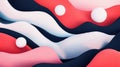 Flat abstract wavy shapes with circles in red and blue Royalty Free Stock Photo