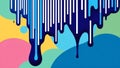 flat aesthetic linear dripping blue paint on multicolo ai generated Royalty Free Stock Photo