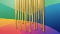 flat aesthetic linear dripping gold paint on multicolo ai generated Royalty Free Stock Photo
