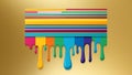 flat aesthetic linear dripping multicolor paint on gol ai generated Royalty Free Stock Photo