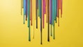 flat aesthetic linear dripping multicolor paint on yel ai generated Royalty Free Stock Photo