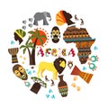 Flat African Ethnic Elements Round Concept Royalty Free Stock Photo