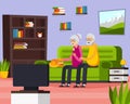 Flat Aged Elderly People Composition