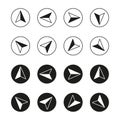 Flat airplanes symbol in circles. Creative business concept. Vector illustration. stock image.