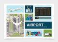 Flat Airport Elements Composition