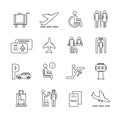 Flat airport icons set