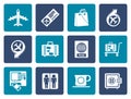 Flat airport, travel and transportation icons 1